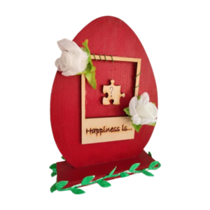 Ξύλινο Διακοσμητικό αυγό Happiness?! 15cm - διακοσμητικά, ζευγάρια, πασχαλινά αυγά διακοσμητικά, για ενήλικες, πασχαλινά δώρα
