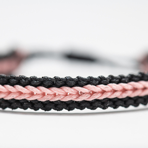 Μακραμέ βραχιόλια ανδρικά μαύρα με ροζ, χειροποίητα βραχιόλια γυναίκα - Macrame bracelet mens black with pink, handmade bracelet womens - νήμα, μακραμέ, boho, χεριού, αυξομειούμενα - 4