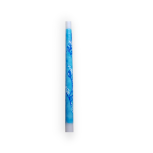 μπλε αγριολούλουδα σε γαλάζιο φόντο/ λαμπάδα/ κύλινδρος/ 40 εκ./ ζωγραφισμένη - λουλούδια, λαμπάδες, για παιδιά, για ενήλικες, για εφήβους - 5