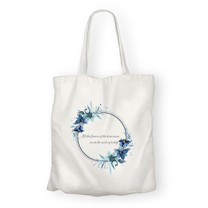 Tote Bag "Blue floral" - ύφασμα, ώμου, μεγάλες, all day, tote