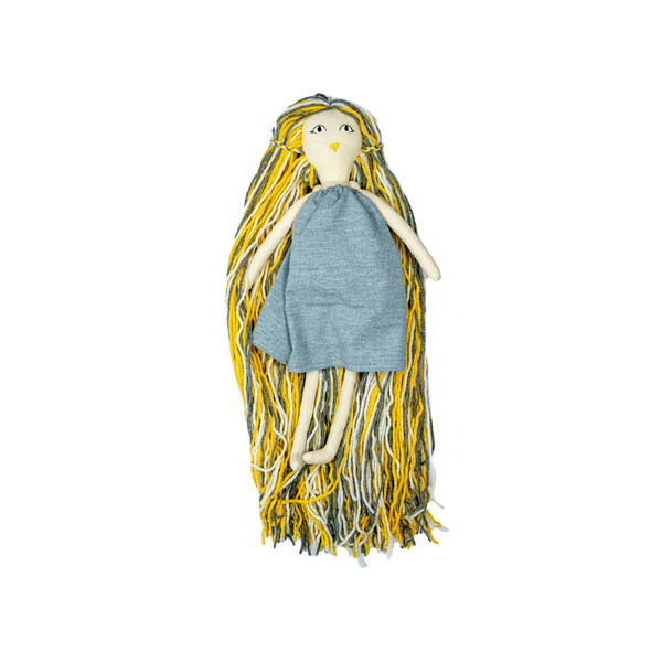 ΧΕΙΡΟΠΟΙΗΤΗ ΠΑΝΙΝΗ ΚΟΥΚΛΑ ''Yellow Mermaid Hair Doll", 42εκ. - κορίτσι, λούτρινα, κούκλες - 2