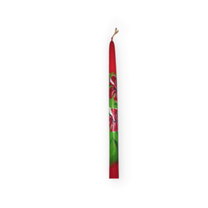 κόκκινος ιβίσκος/ λαμπάδα/ κύλινδρος/ 40 εκ./ κόκκινο κερί/ ζωγραφισμένη - λουλούδια, λαμπάδες, για παιδιά, για ενήλικες, για εφήβους - 3