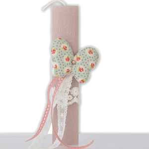 Αρωματική λαμπάδα oval ξυστή "Πεταλούδα" floral - Φουντούκι 20cm - κορίτσι, λαμπάδες, για ενήλικες, για εφήβους - 4