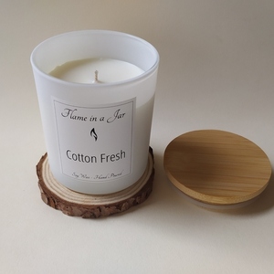 Φυτικό Αρωματικό Κερί Σόγιας Cotton Fresh 140gr - αρωματικά κεριά, διακοσμητικά, κερί σόγιας, vegan κεριά - 2