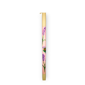 πασχαλιές σε ροζ φόντο/ λαμπάδα/ κύλινδρος/ 40 εκ./ ζωγραφισμένη - λουλούδια, λαμπάδες, για παιδιά, για ενήλικες, για εφήβους - 4