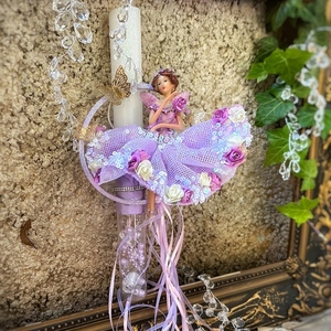 Λαμπαδα Νεράιδα με χρυσές πεταλούδες . Πριγκίπισσα. Μπαλαρίνα - λαμπάδες, για παιδιά, πριγκίπισσες, πρίγκηπες, νεράιδες - 2