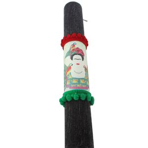 Aρωματική λαμπάδα Φρίντα 2 μαύρη κυλινδρική ξυστή 20cm - κορίτσι, λαμπάδες, frida kahlo, για ενήλικες, για εφήβους - 3