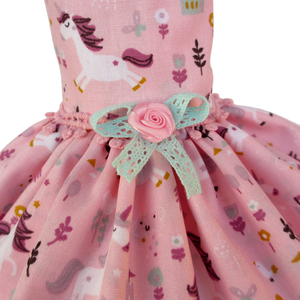 Λαμπάδα με βαμβακερό φόρεμα "Unicorn" με ροζ κερί 40cm - κορίτσι, λαμπάδες, μονόκερος, για παιδιά - 2
