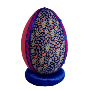 Χειροποίητο Πασχαλινό αυγό από βαμβακερό ύφασμα σε αποχρώσεις του ροζ και μπλε φλοραλ . Υψος 14 cm. - διακοσμητικά, πασχαλινά αυγά διακοσμητικά, πασχαλινά δώρα, διακοσμητικό πασχαλινό