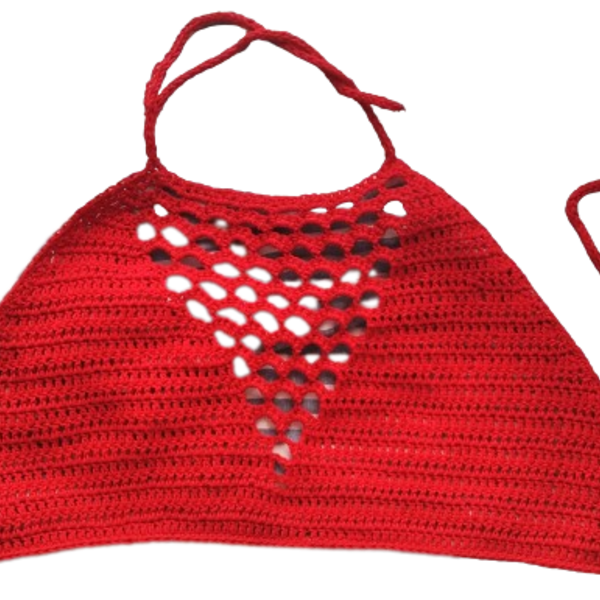 Bikini top SUNRISE (red - βαμβάκι, crop top