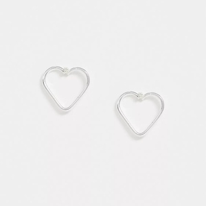 Ασημένια 925° σκουλαρίκια με περίγραμμα καρδιάς - ασήμι 925, καρδιά, καρφωτά, μικρά, φθηνά