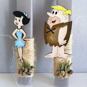 Λαμπάδες για ζευγάρι με μαγνητάκια "Μπάρνεϊ & Μπέτυ" - λαμπάδες, ζευγάρια, ήρωες κινουμένων σχεδίων - 2