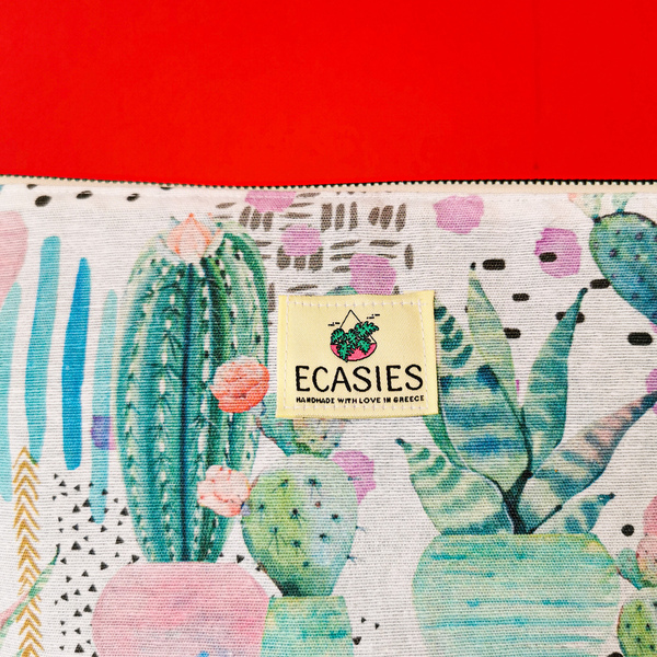 Τσάντα με Αδιάβροχη επένδυση Cactus - ύφασμα, clutch, φλοράλ, χειρός, μικρές - 2