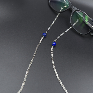 Ατσάλινη αλυσίδα γυαλιών με μπλε χάντρες Λάπις Λαζούλι - αλυσίδες, αλυσίδα γυαλιών, κορδόνια γυαλιών - 2