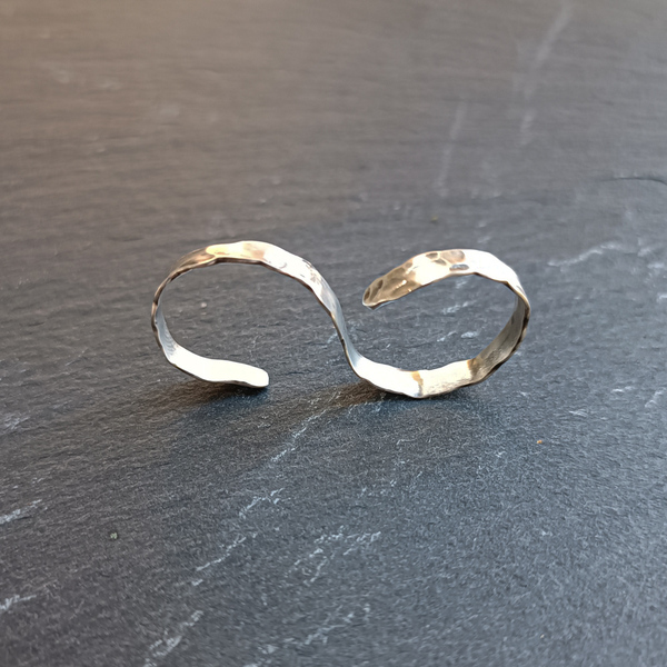 Διπλό ασημένιο δαχτυλίδι - ασήμι, minimal, βεράκια, αυξομειούμενα - 2