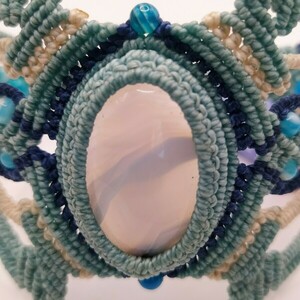 Light Blue Bracelet - ημιπολύτιμες πέτρες, μακραμέ, boho, χεριού, αυξομειούμενα - 3