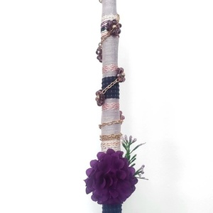 Πασχαλινή λαμπάδα με κόσμημα λουλούδια σε μωβ χρώμα 40εκ - κορίτσι, λουλούδια, λαμπάδες, για εφήβους