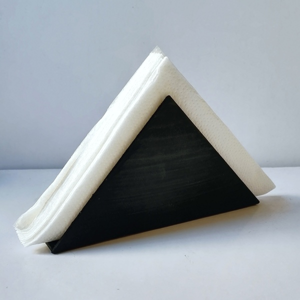 Χαρτοπετσετοθήκη ξύλινη μαύρο τρίγωνο 9εκΧ17,5εκ - ξύλο, είδη κουζίνας, στολισμός τραπεζιού - 3