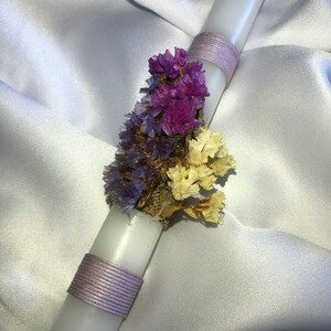 Χειροποίητη αρωματική λαμπάδα με αμάραντο - λουλούδια, λαμπάδες, για ενήλικες, για εφήβους - 3