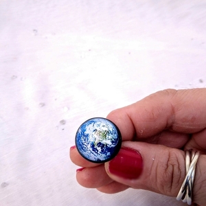 Δαχτυλίδι καμπουσόν ''Πλανήτης Γη'' - φεγγάρι, ατσάλι, μεγάλα, αυξομειούμενα - 4