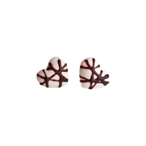 Σκουλαρίκια καρδιές λευκής σοκολάτας - ορείχαλκος, πηλός, καρφωτά, μικρά, καρφάκι - 3
