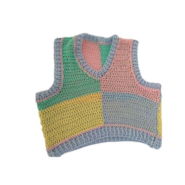 Colorful crochet top - βαμβάκι, crop top - 2