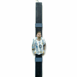Αρωματική μπλε λαμπάδα με ξύλινη φιγούρα τον Λιονελ Μεσι Messi, 32 εκατοστά. - αγόρι, λαμπάδες, για παιδιά, για ενήλικες, για εφήβους