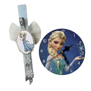 Σετ Πασχαλινή Λαμπάδα Πριγκίπισσα του χιονιού με ρολόι τοίχου - κορίτσι, λαμπάδες, σετ, για παιδιά, πριγκίπισσες