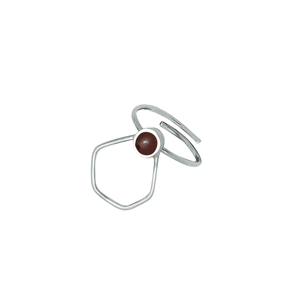 "Geometry 3" Ασημένιο δαχτυλίδι με κύκλος καστόνι και σμάλτο - ασήμι 925, γεωμετρικά σχέδια, boho, αυξομειούμενα
