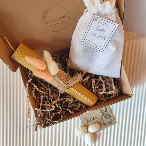 Πασχαλινό Gift Box με Λαμπάδα Κηρήθρας & Wax Melts - κορίτσι, λουλούδια, λαμπάδες, σετ, για ενήλικες - 4