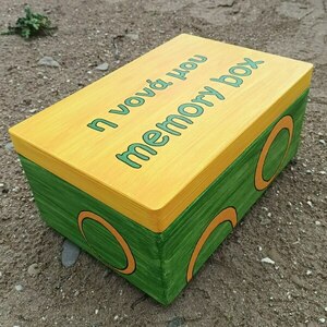 Ξύλινο χειροποίητο "η νονά μου" Memory Box - Πορτοκαλί/Πράσινο- 30*20*13,5εκ. - για ενήλικες, νονοί - 3