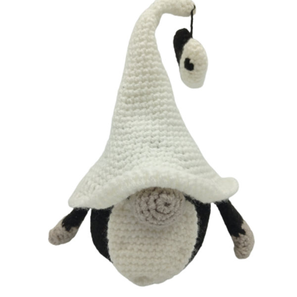 Πλεκτός νάνος-ξωτικό (gnome) yin-yang 23cm - ύφασμα, crochet, amigurumi, μινιατούρες φιγούρες, αξεσουάρ γραφείου