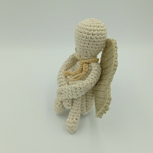 Boho πλεκτός άγγελος καθιστός 13cm - ύφασμα, σπίτι, crochet, amigurumi, μινιατούρες φιγούρες - 4