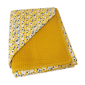 Ανοιξιάτικη πικέ κουβέρτα διπλής όψης σε χρώμα μουσταρδί διάστασης 1.15m x 0.75m - κουβέρτες, 100% βαμβακερό - 3
