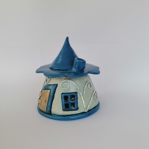 Νεραιδοσπιτο μπλε μικρο - σπίτι, πηλός, διακοσμητικά - 2