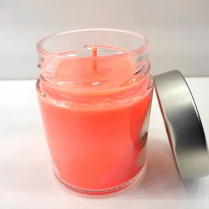 Χειροποίητο αρωματικό κερί σόγιας πορτοκαλί με άρωμα βανίλια σε βαζάκι 156ml με καπάκι 8εκ Χ6εκ - αρωματικά κεριά - 5