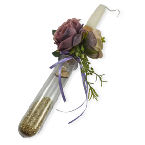 Λαμπάδα ρομαντική με μπουκαλάκι - κορίτσι, λουλούδια, λαμπάδες, για ενήλικες, για εφήβους