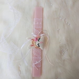 Αρωματική ροζ λαμπάδα με παιδικό λαγουδάκι πορτοφολακι μπρελόκ - κορίτσι, λαμπάδες, λαγουδάκι, για παιδιά, ζωάκια - 4