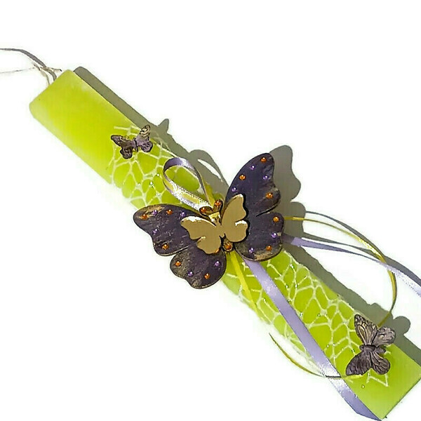 Πασχαλινή λαμπάδα με πεταλούδα μαγνητάκι - κορίτσι, λαμπάδες, πεταλούδα, για παιδιά, για εφήβους - 3