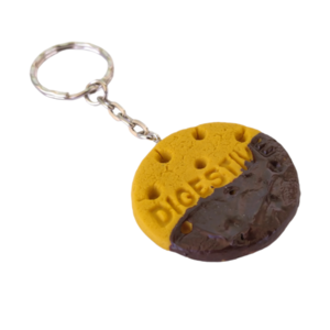 Μπρελόκ μπισκότο digestive Παπαδοπούλου μικρό με πολυμερικό πηλό / μικρό / μεταλλικό / Twice Treasured - πηλός, γλυκά, μπρελοκ κλειδιών - 5
