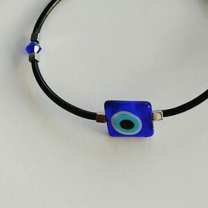 Βραχιόλι Evil Eye - μπλε - ημιπολύτιμες πέτρες, μακραμέ, ατσάλι, χεριού, αυξομειούμενα - 2