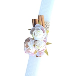 Λαμπάδα λευκή αρωματική γυναικεία με κανέλα και λουλούδια, 32 εκ. - κορίτσι, λαμπάδες, για παιδιά, για εφήβους, ανοιξιάτικα λουλούδια - 5