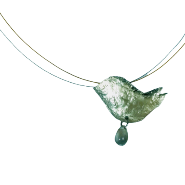 Μενταγιόν ασημί σφυρήλατο πουλί με δάκρυ - αλπακάς, πουλάκια, δάκρυ, κοντά - 2