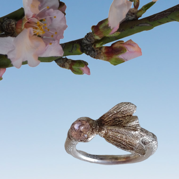 Ασημένιο Δαχτυλίδι - watch me blossom II - ημιπολύτιμες πέτρες, ασήμι 925, λουλούδι, σταθερά, άνοιξη - 3