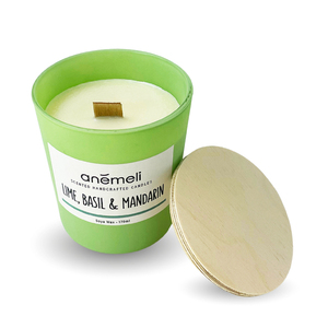 Αρωματικό Κερί Σόγιας- Lime Basil & Mandarin 170ml - αρωματικά κεριά - 2