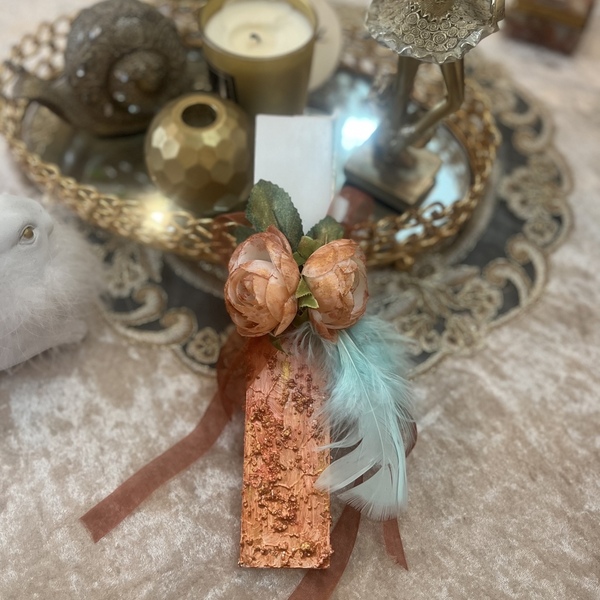 Πασχαλινή λαμπάδα με λουλούδια και φτερά . 5Χ1Χ26CM - κορίτσι, λαμπάδες, για ενήλικες, πασχαλινά δώρα - 5