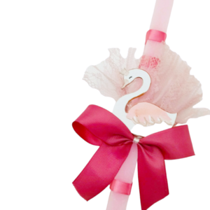 Λαμπάδα ροζ με κύκνο - κορίτσι, λαμπάδες, για παιδιά, για εφήβους, για μωρά - 2