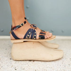 Handmade Leather Sandal : Okeanos - δέρμα, φλατ, ankle strap - 2