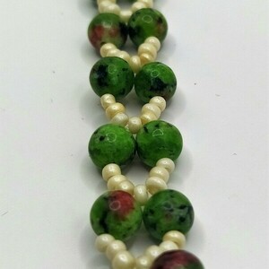 Green Agate with Seed Beads Bracelet - χάντρες, boho, χεριού, αυξομειούμενα - 2