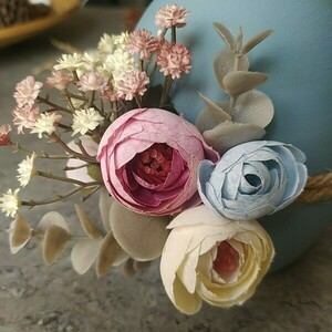 Επιτραπέζιο κεραμικό αυγό - medium country blue με λουλούδια - λουλούδια, διακοσμητικά, για ενήλικες, επιτραπέζια - 2